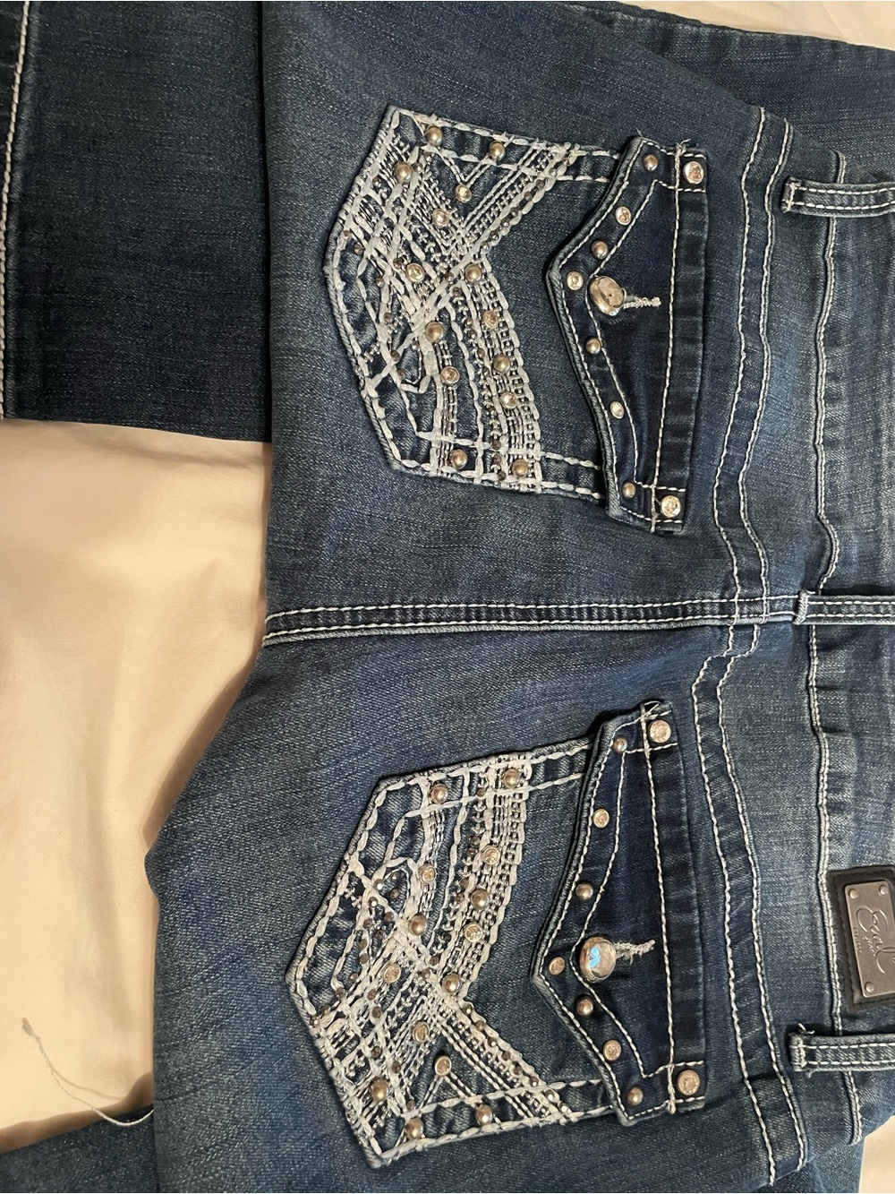 Earl Jeans Midnight Blue Bootcut Jeans with Embellished Back Pockets